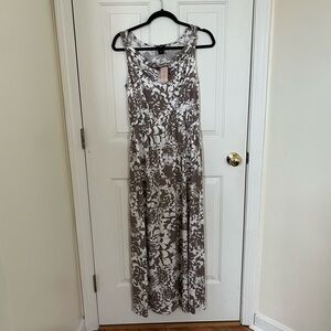 NWT Ann Taylor Taupe/White Midi Dress